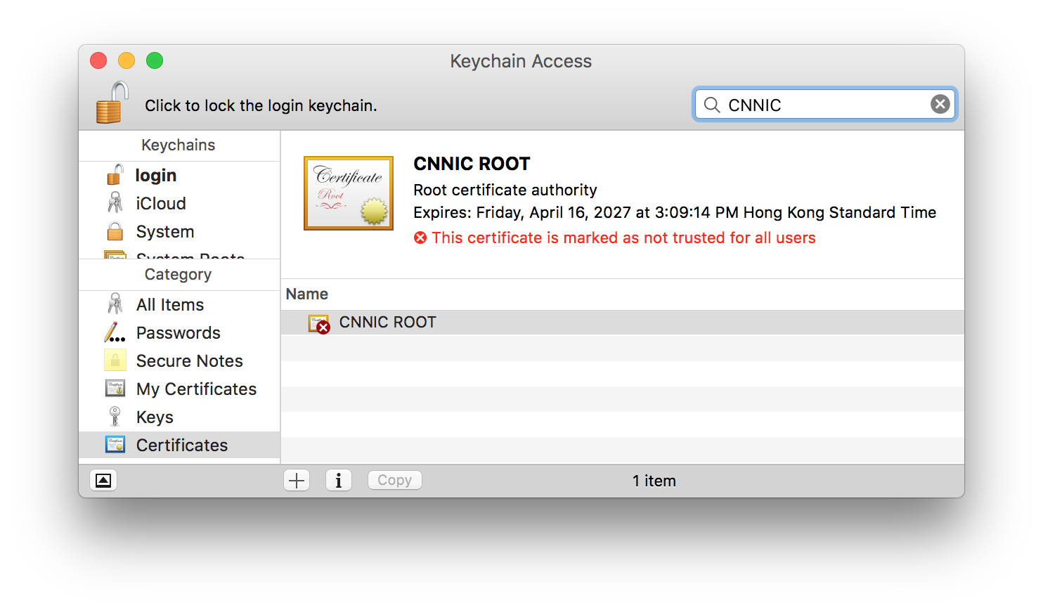 Don’t trust CNNIC's root certificate