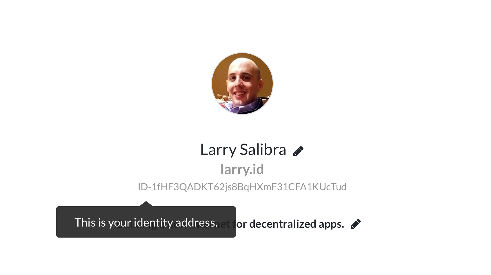 Larry's identity address